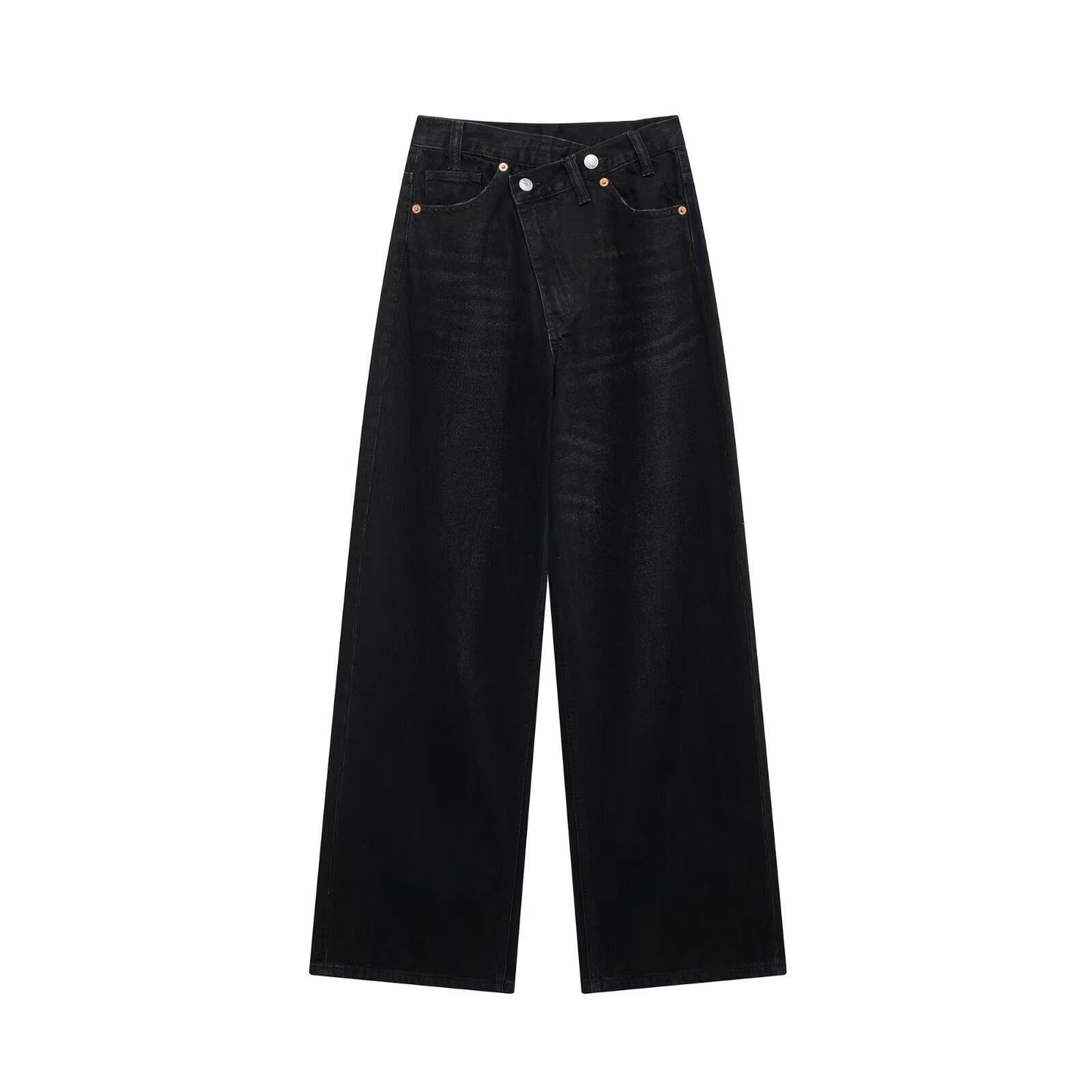 Women's Wide Leg Show Personality Double Breasted Jeans
