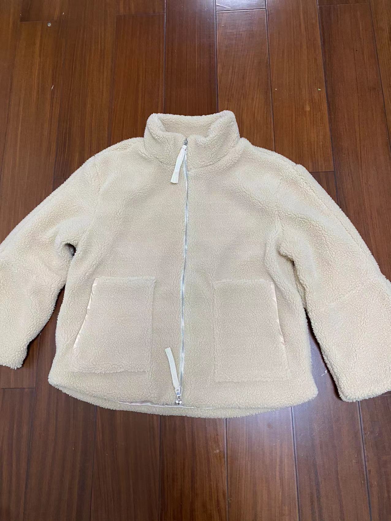 Women's Collar Zipper Idle Style Lamb Wool Coats
