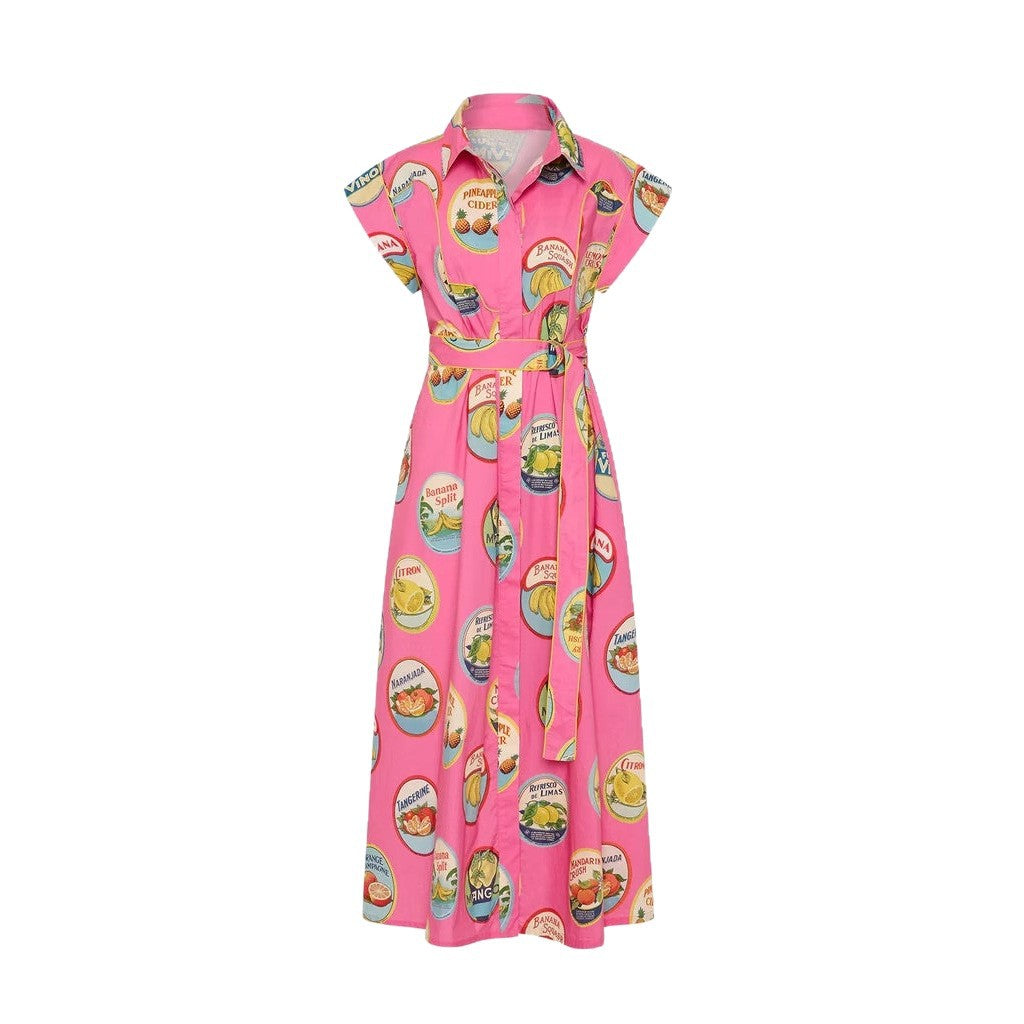 Casual Fashion Linen Shirt Collar Long Dress