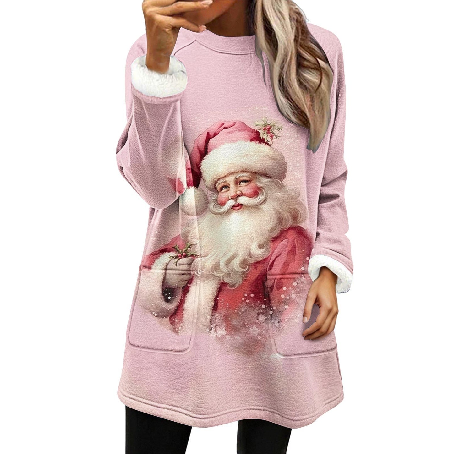 Christmas Snowman Digital Printing Casual Wide-sleeved Veet Women's Sweater, Sweater