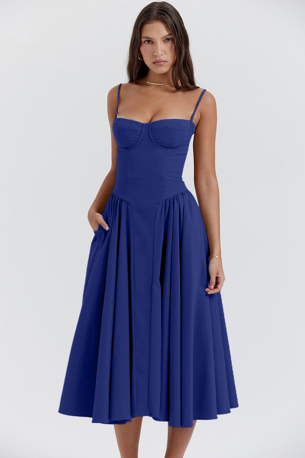 Women's Fashion Summer Sling Cinched Swing Dress Dresses