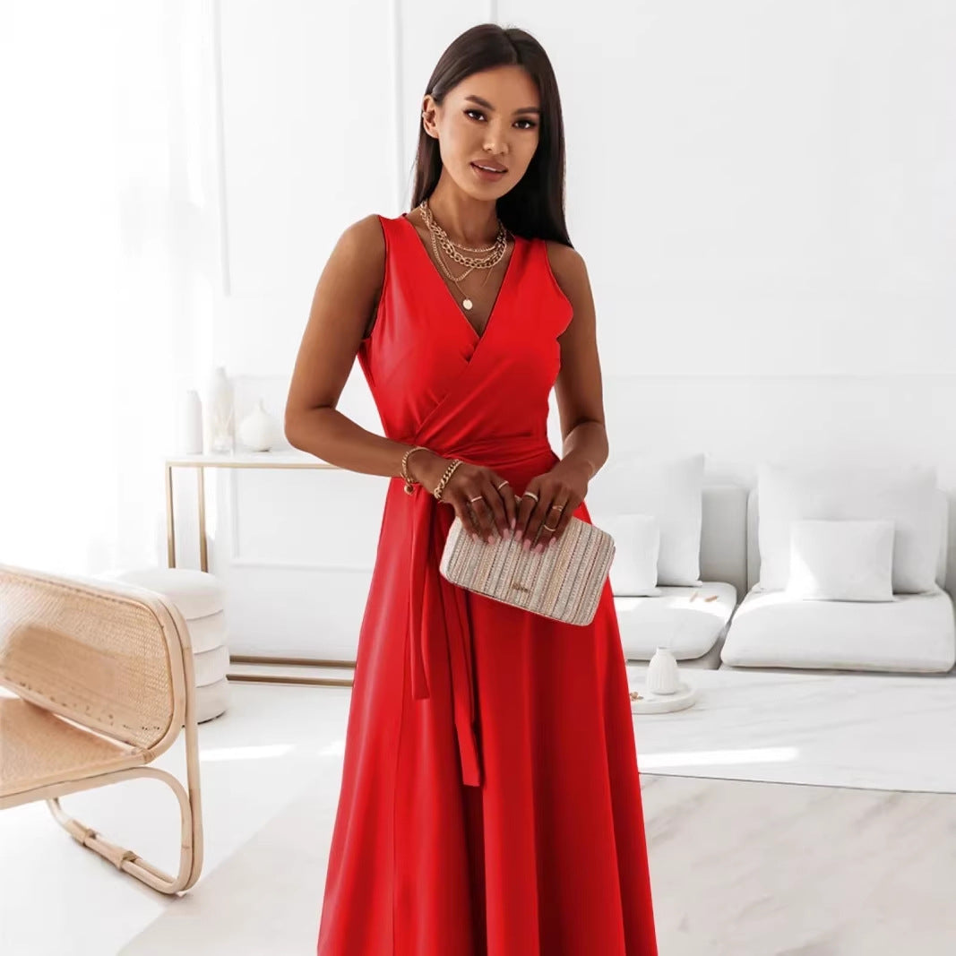 Women's Summer Tied Temperament Banquet Long Dress