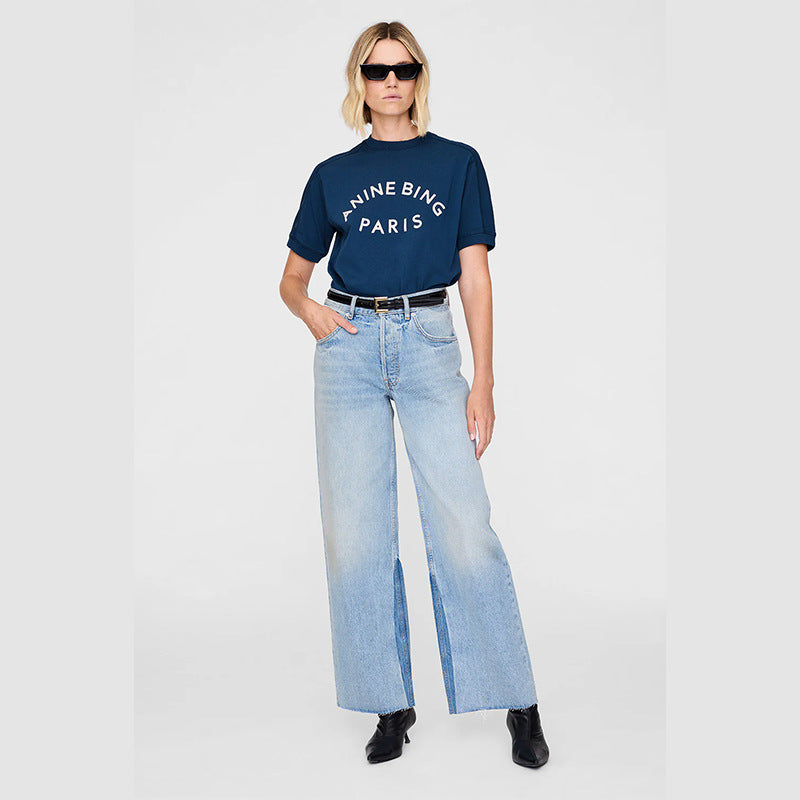 Women's Niche Front Letter Felt Affixed Cloth Shorts