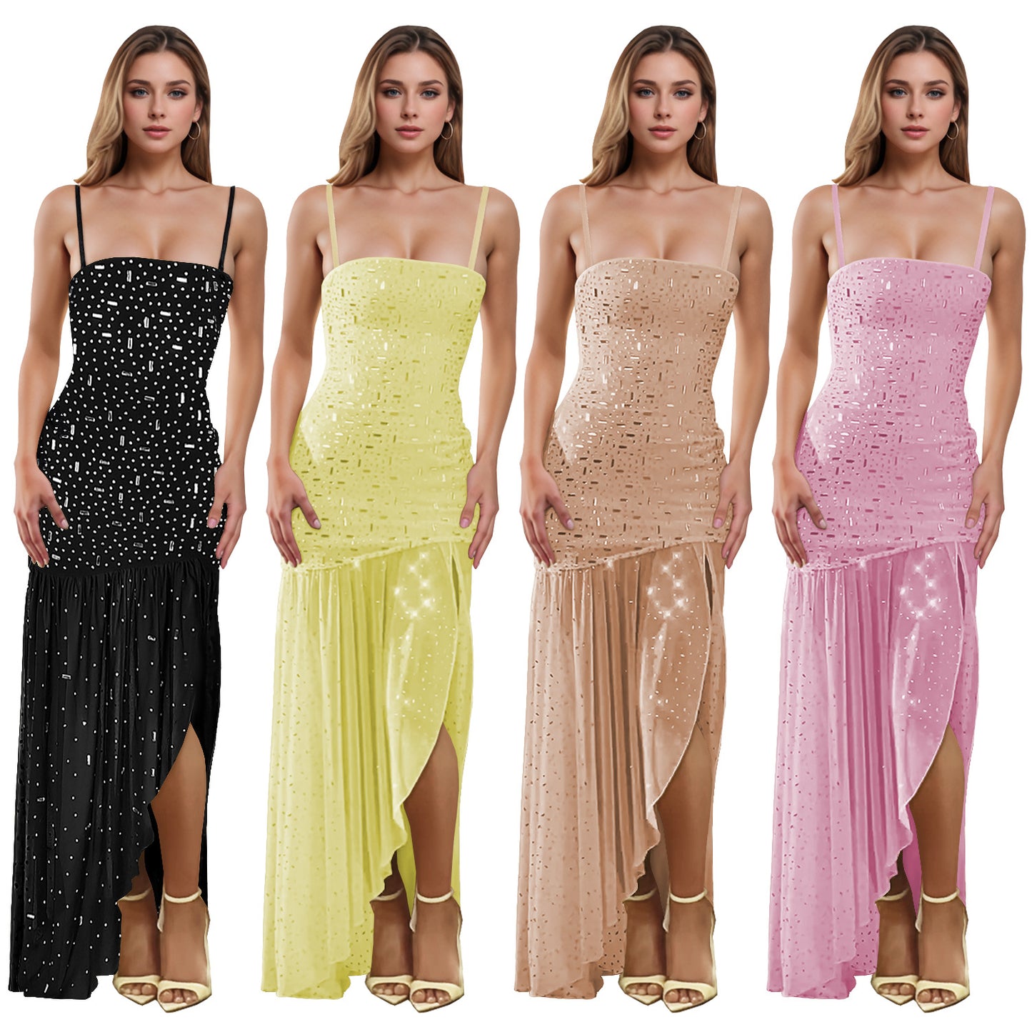 Women's Summer Fashion Wear Sexy Rhinestone Sleeveless Dresses