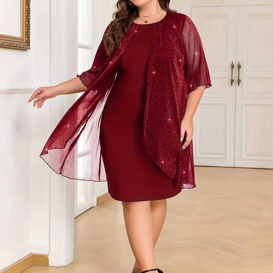 Women's Pure Color Mesh Fashion Comfort Casual Dress