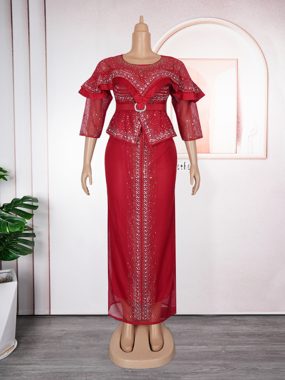 Women's Sexy Hot Rhinestone Beaded Dress African Dresses
