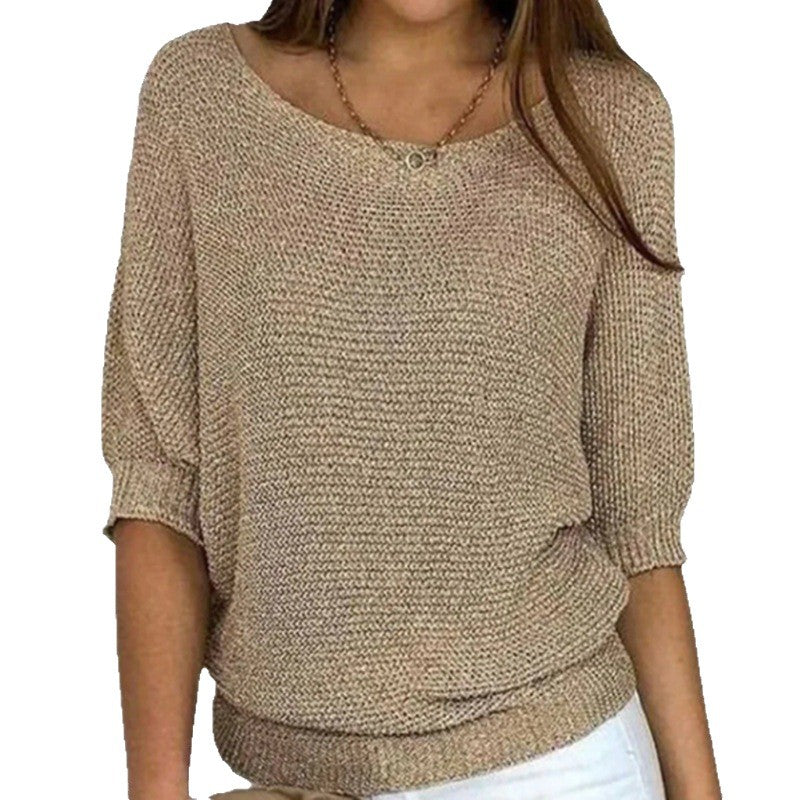 Women's Neck Three-quarter Sleeve For Air Conditioned Women's Sweater