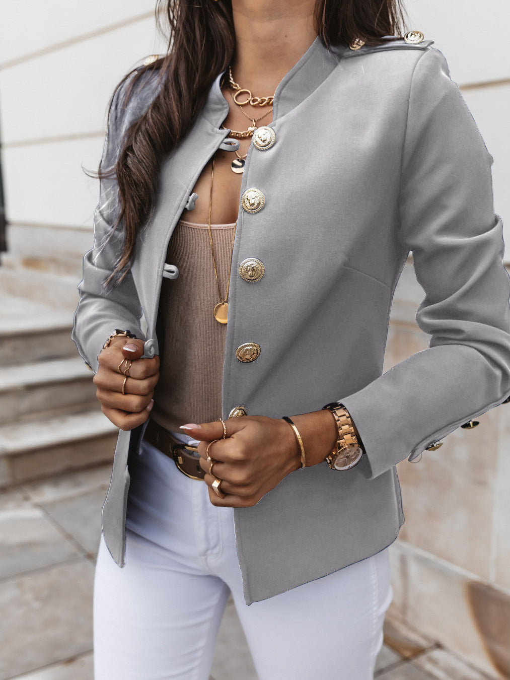 Classy Slouchy Long Sleeve Breasted Small Blazers