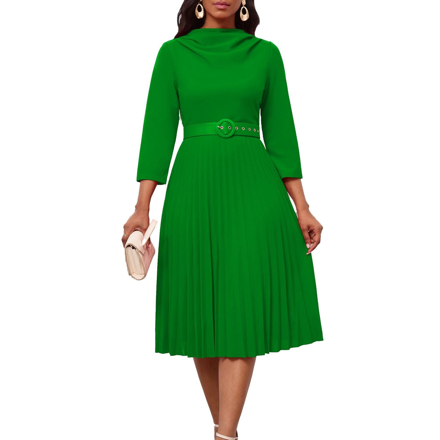 Women's Fashion Elegant Pleated Solid Color Skirts