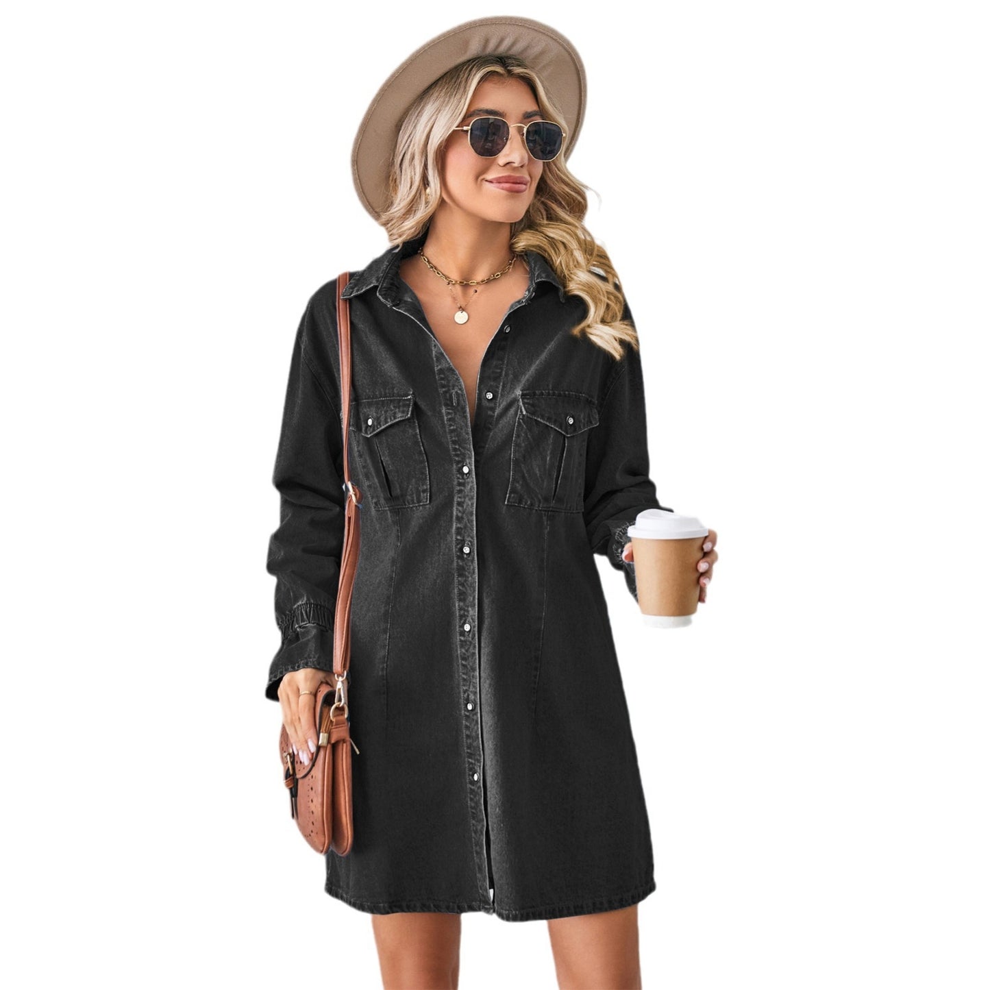 Charming Cool Loose Wash Denim Midi Dress