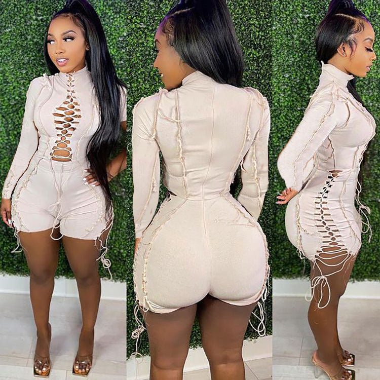 Women's Fashion Sexy Patchwork Solid Color Tether Jumpsuits