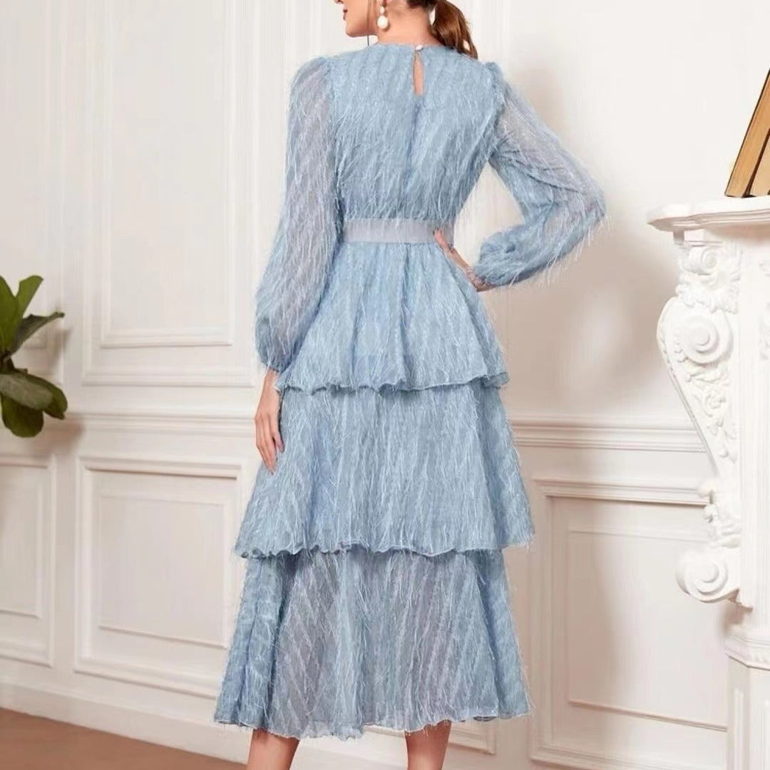 Women's French Style Temperament Early Spring Casual Retro Lace Fairy Slim Dress