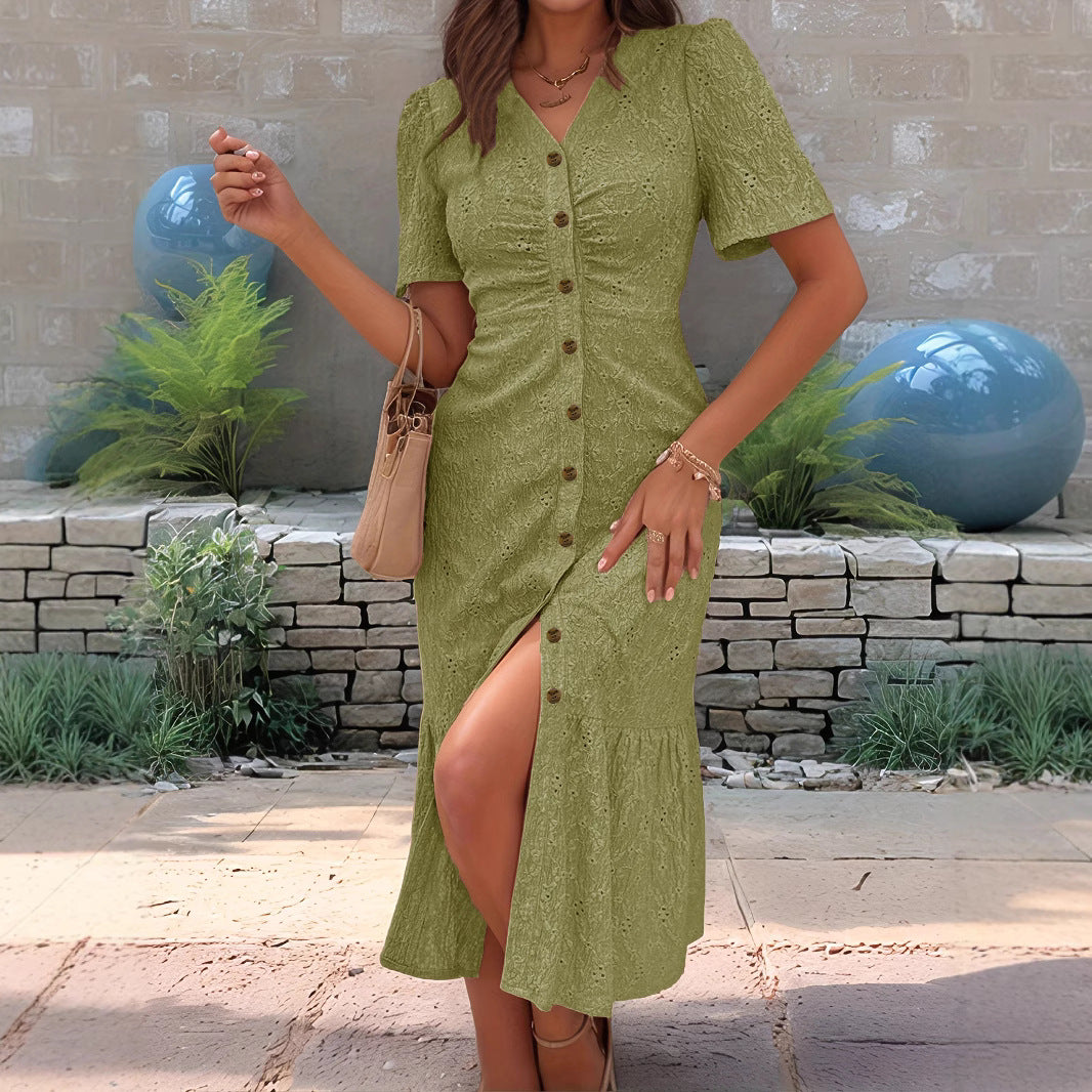 Women's Pan Collar Sleeve Solid Color Fashion Dress