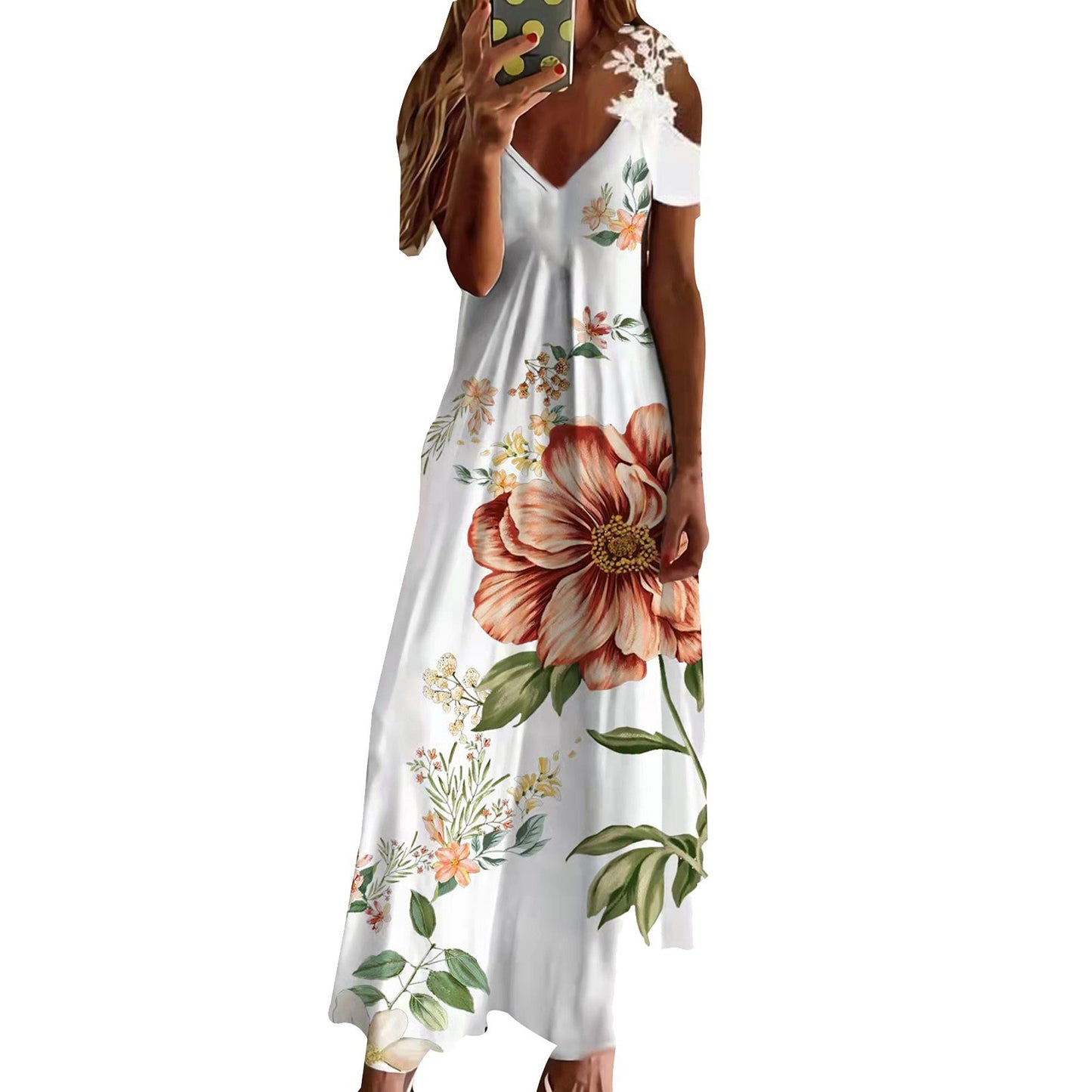 Women's Summer Floral Edge Brace Fashion Printed Dress