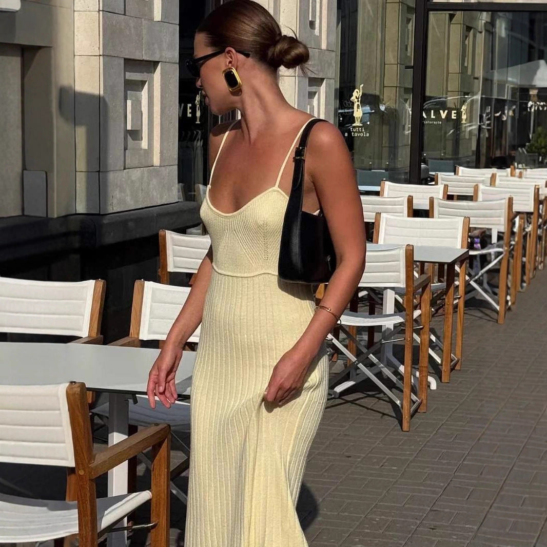 Women's Suspender Dress Vacation Style Low-cut Temperament Pure Dresses