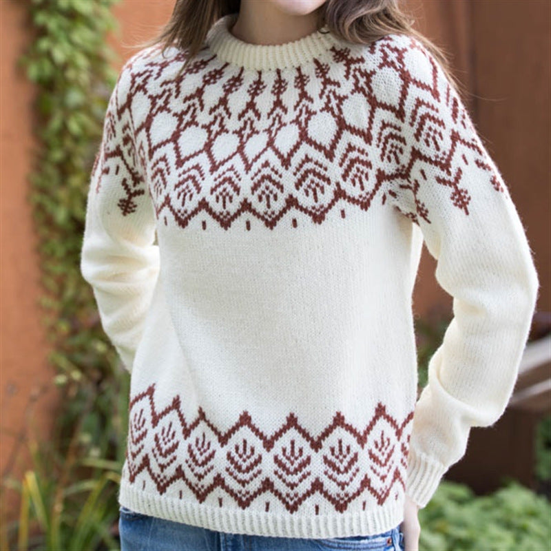 Women's Round Neck Multicolor Loose Fashion Pullover Sweater