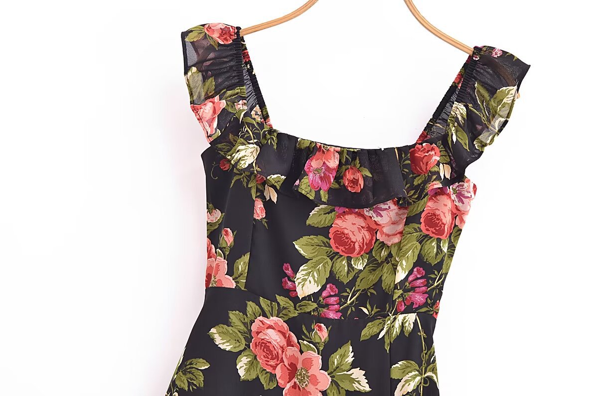 Women's Side Split Cinched Mid-length Dress French Style Retro Dresses