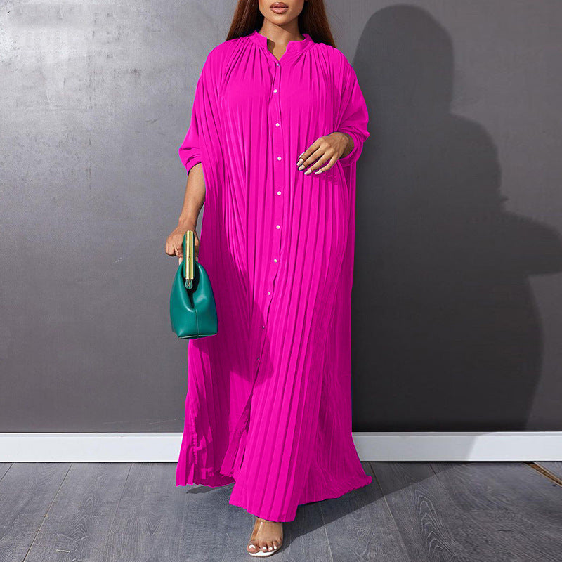 Women's Summer Fashion Loose Casual Pleated Dress Dresses