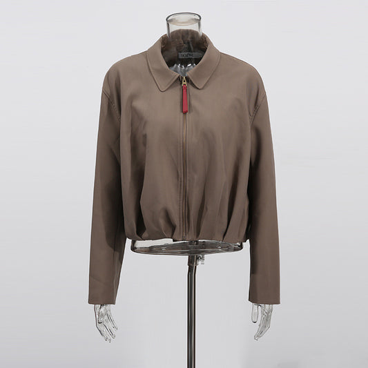 Casual Solid Color Fashion Polo Collar Long Sleeve Zipper Jackets