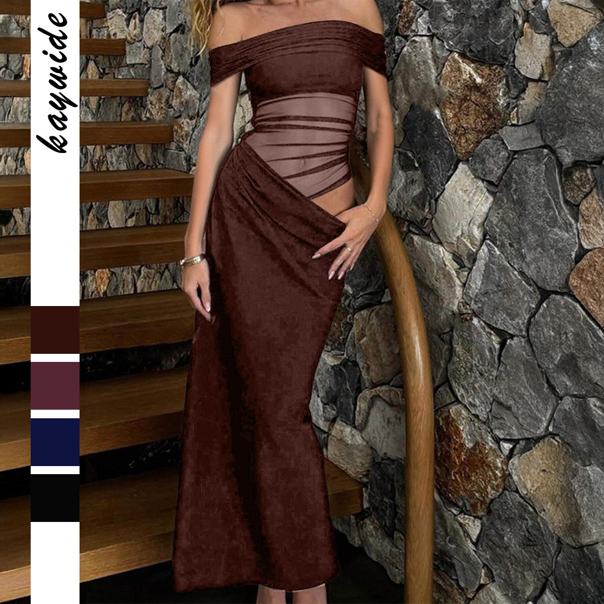 Women's Elegant Tube Solid Color Sheath Long Dress