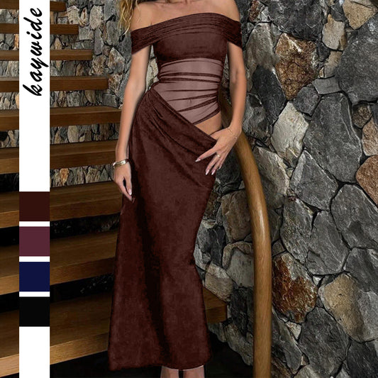 Women's Elegant Tube Solid Color Sheath Long Dress