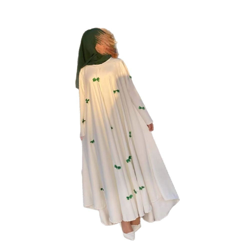 Women's Arab Loose Bell Sleeve Bow Robe Dresses