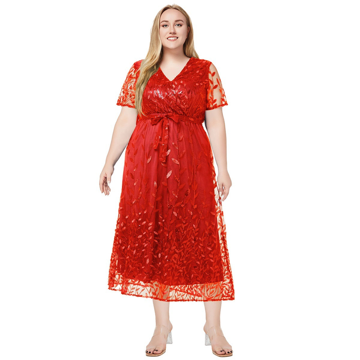 Women's Summer Sleeve Sequin Embroidery Bridesmaid Dress Dresses