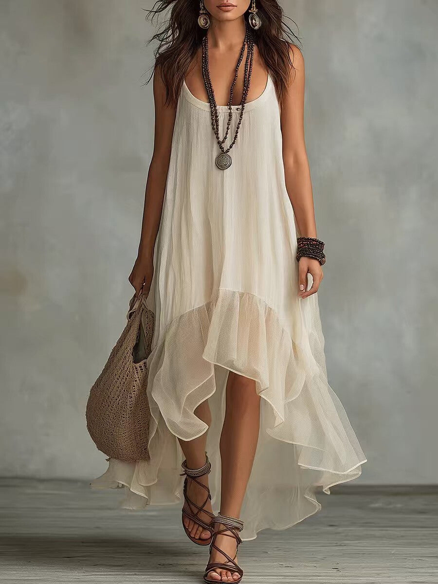 Women's Lazy Relaxed Bohemian Vacation Solid Color Dress