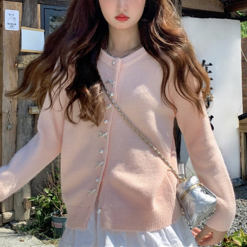 Korean Style Sweet Red Bow Younger Fashion Women's Sweater