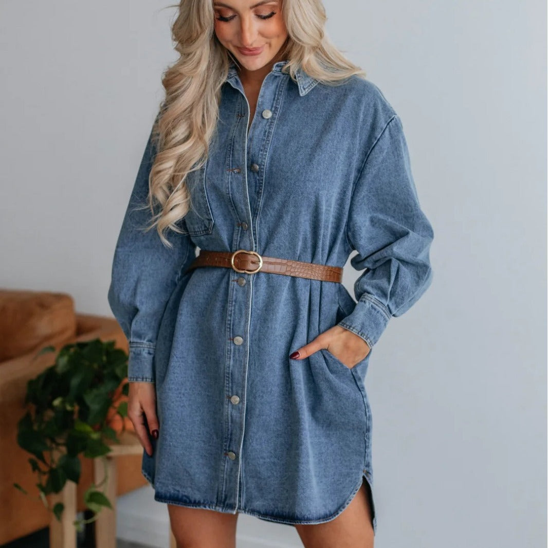 Women's Fashion Casual Button Slimming Long-sleeved Denim Jackets
