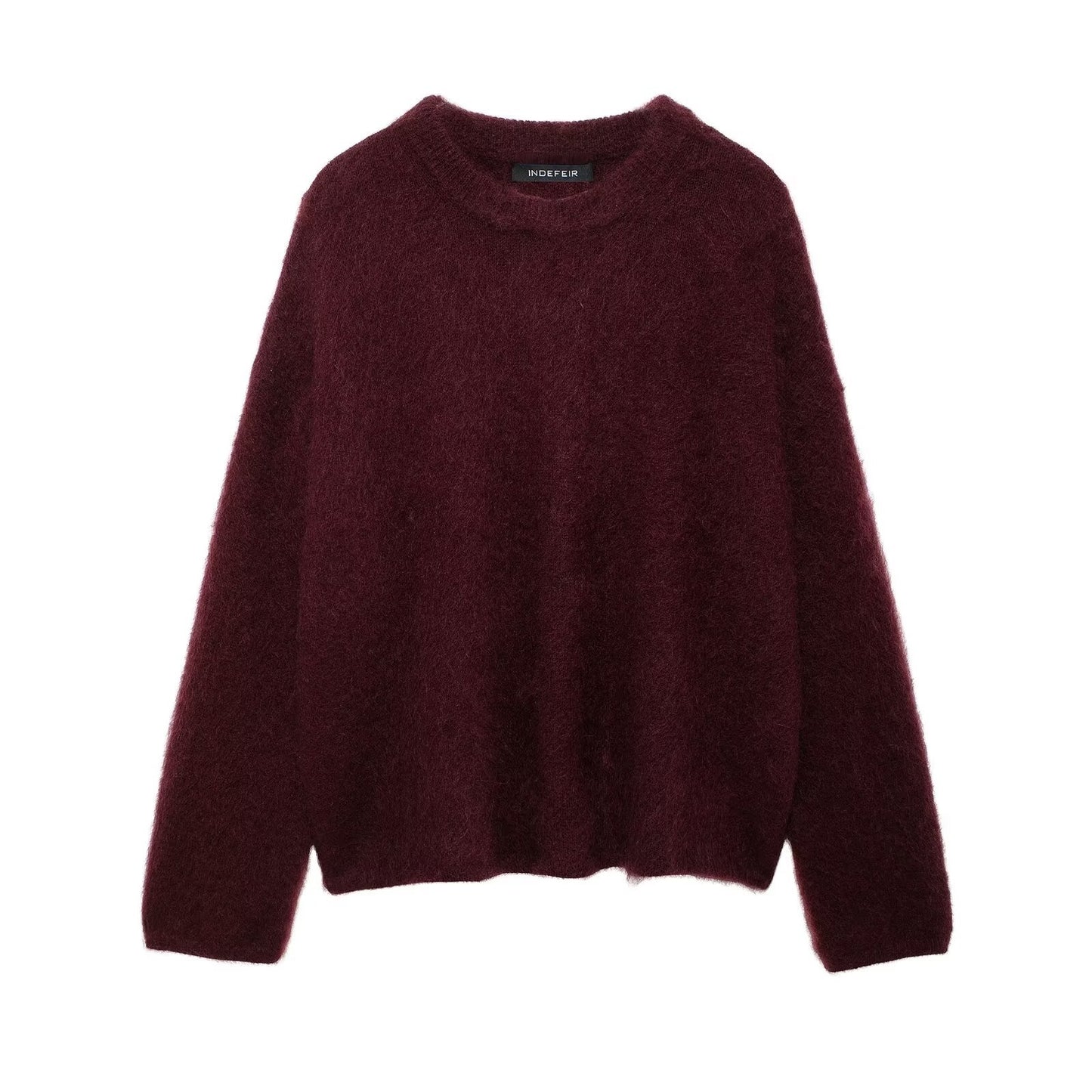 Women's Fashion Solid Color Round Neck Large Sweaters
