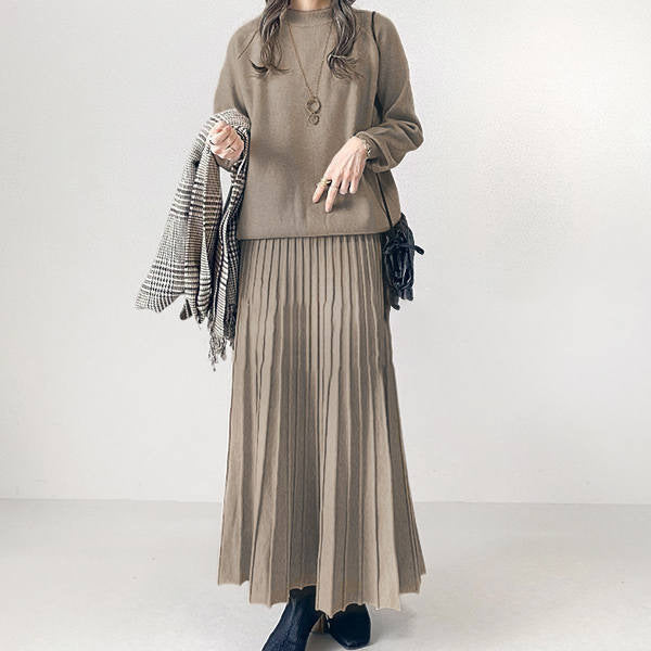 Autumn French Style Retro Crew Neck Dresses