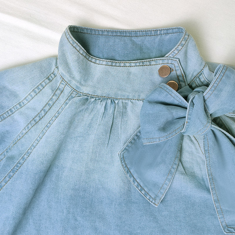 Women's Loose Puff Sleeves Denim Summer Half Jackets