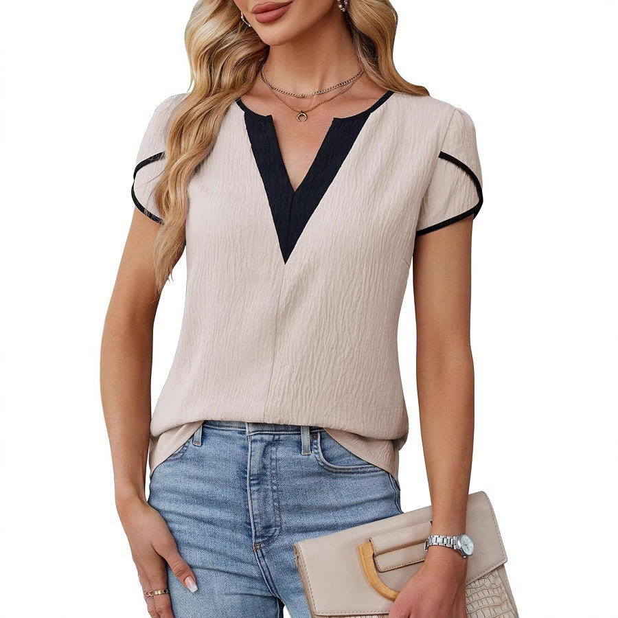 Women's Summer Fashion Petals Sleeve Shirt Female Blouses