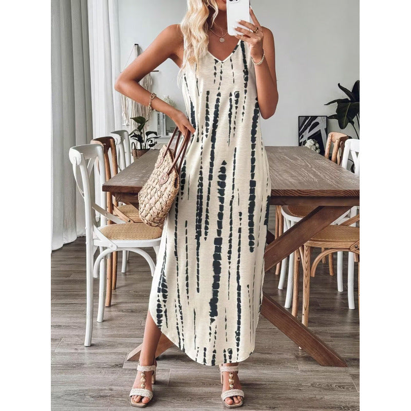 Cool Versatile Durable Printed Sleeveless Split Dress
