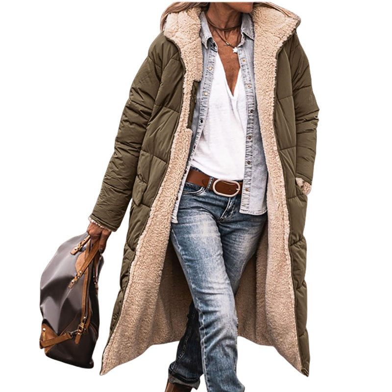 Women's Winter Warm Hooded Fur Collar Cotton Coats