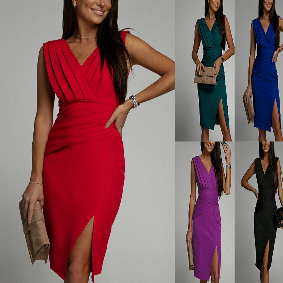Women's Summer Long Sleeveless Split High Waist Dress