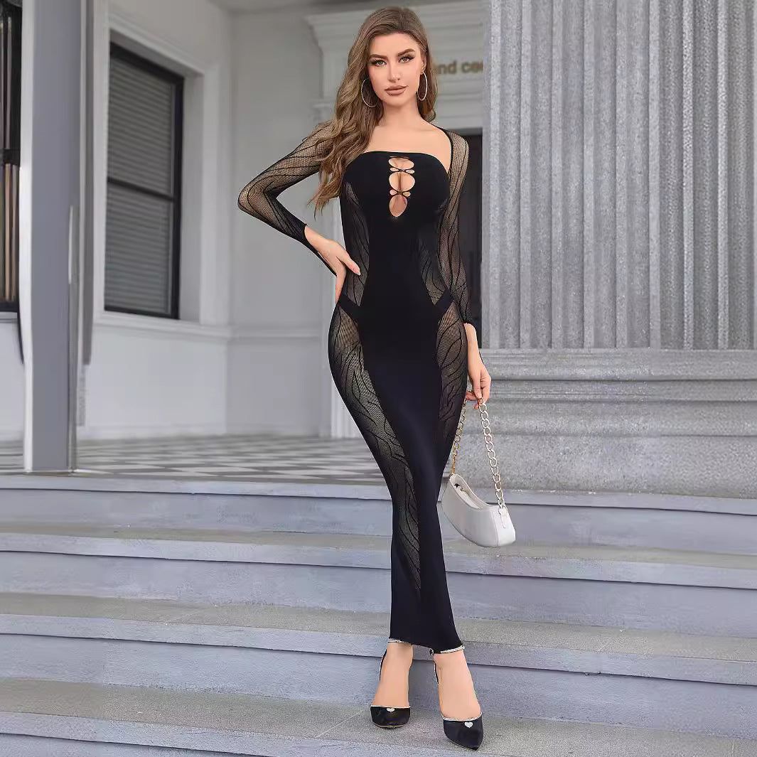Women's Long Sleeve Slim Fit Sexy Cutout Versatile Dress