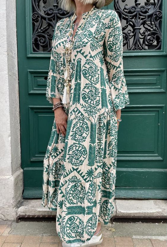 Women's Autumn Geometric Print Street Style Large Dress