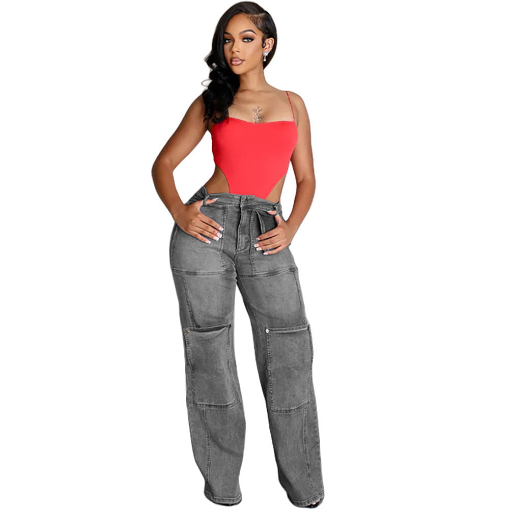 Women's Denim Overalls Summer Street Casual Zipper Washed Jumpsuits