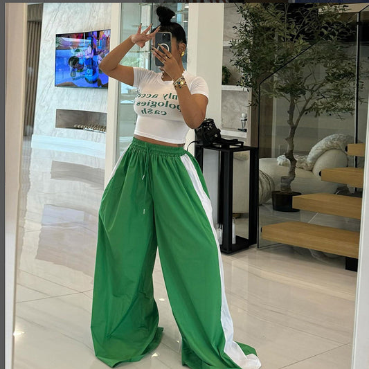 Mop Wide Leg High Waist Casual Pants