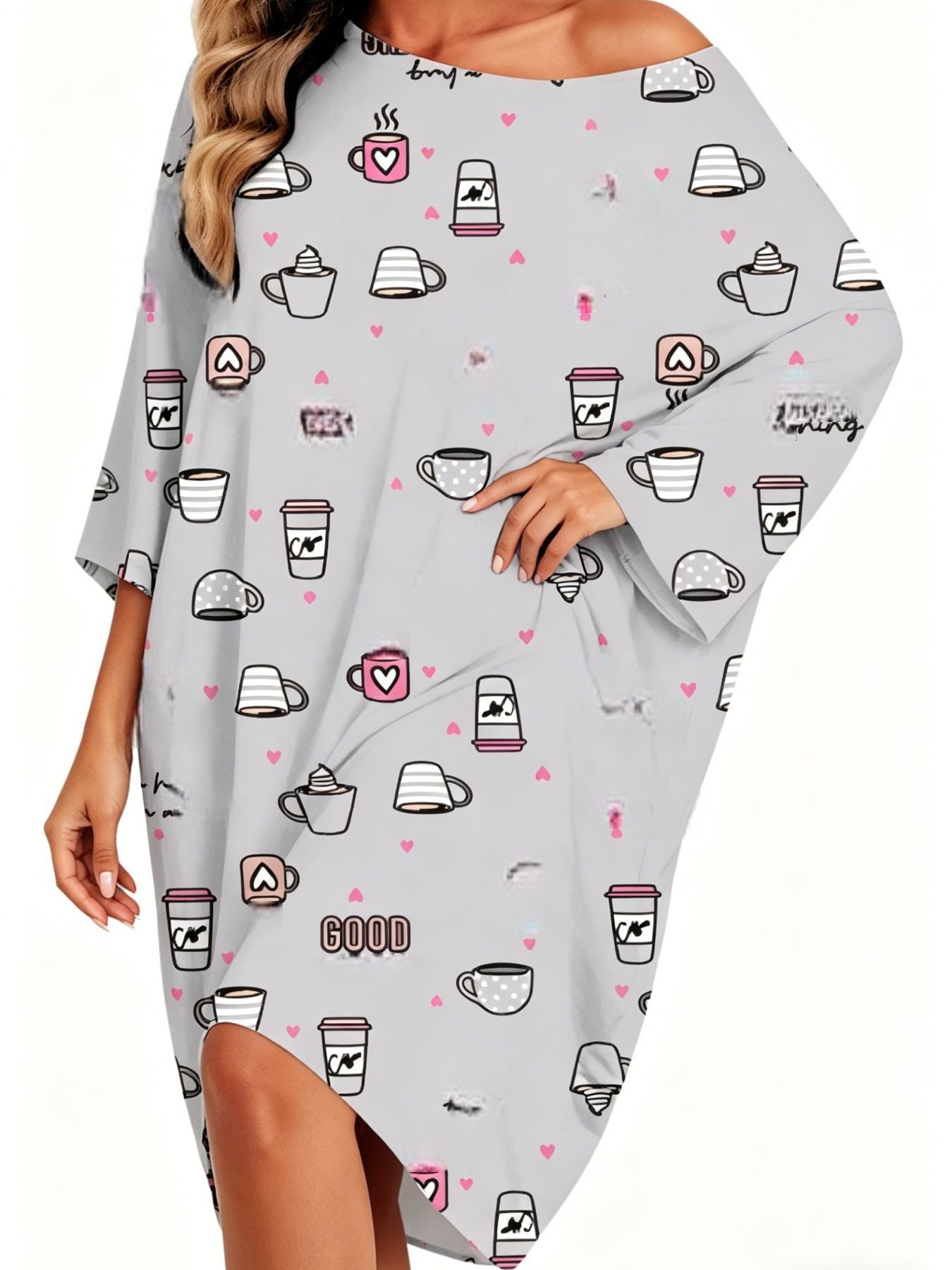 Classic Women's Printed Casual Nightgown Shawl Dress