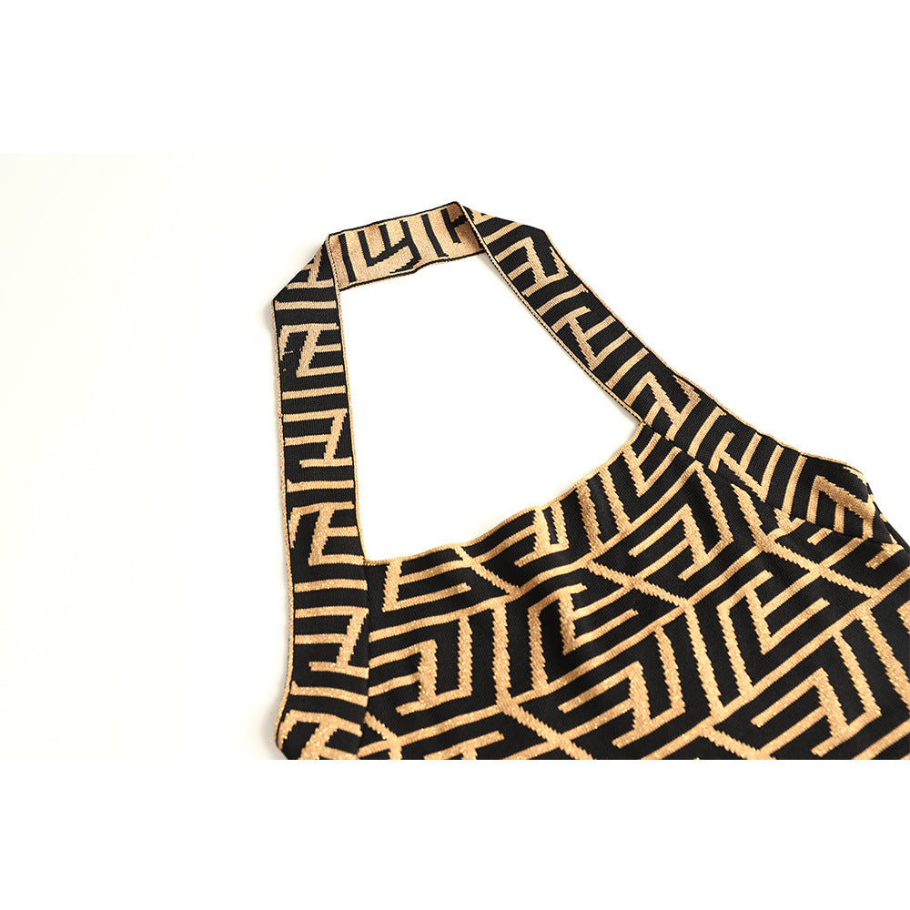 Sleeveless Halter Sexy Tube Knitted Long Dresses