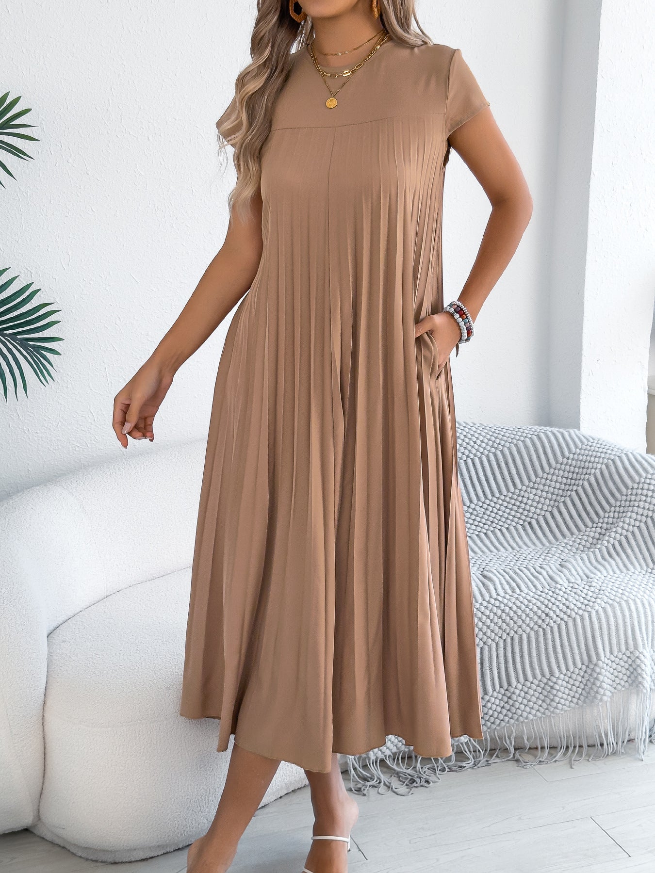 Women's Pleated With Casual Loose Sleeves Pockets Shorts
