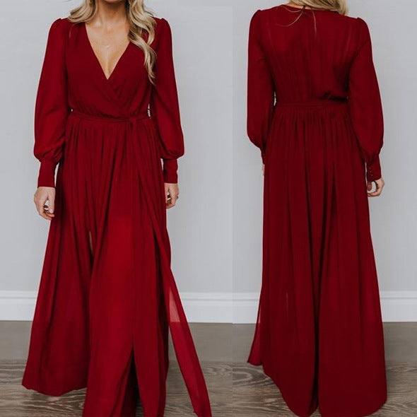 Women's Banquet Dress Swing High Waist Slit Dresses