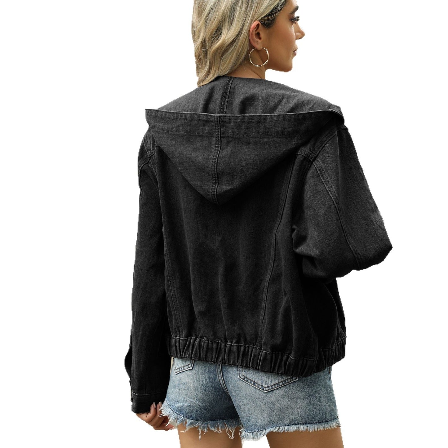 Women's Fashion Elegant Washed Hooded Denim Jackets