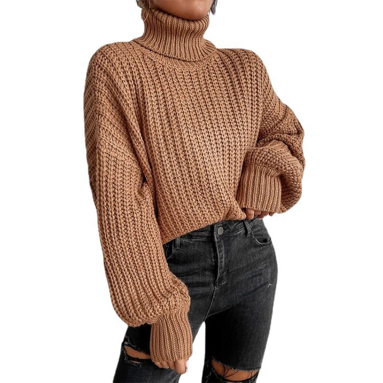 Women's Fashion Knitted Loose Pullover Turtleneck Sweater