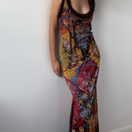 Women's Summer Fashion Vintage Printed Sexy Collar Dresses