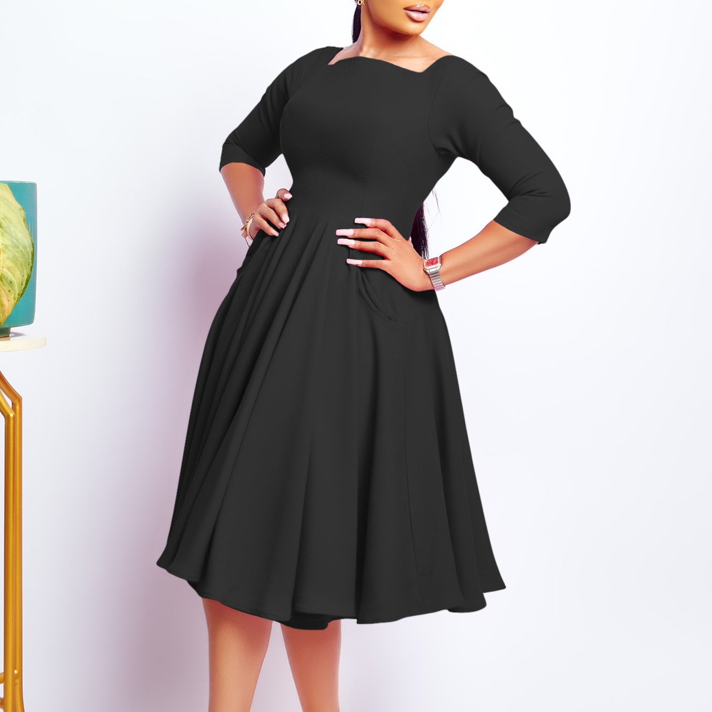 Women's Fashion Elegant Pocket Large African Dress
