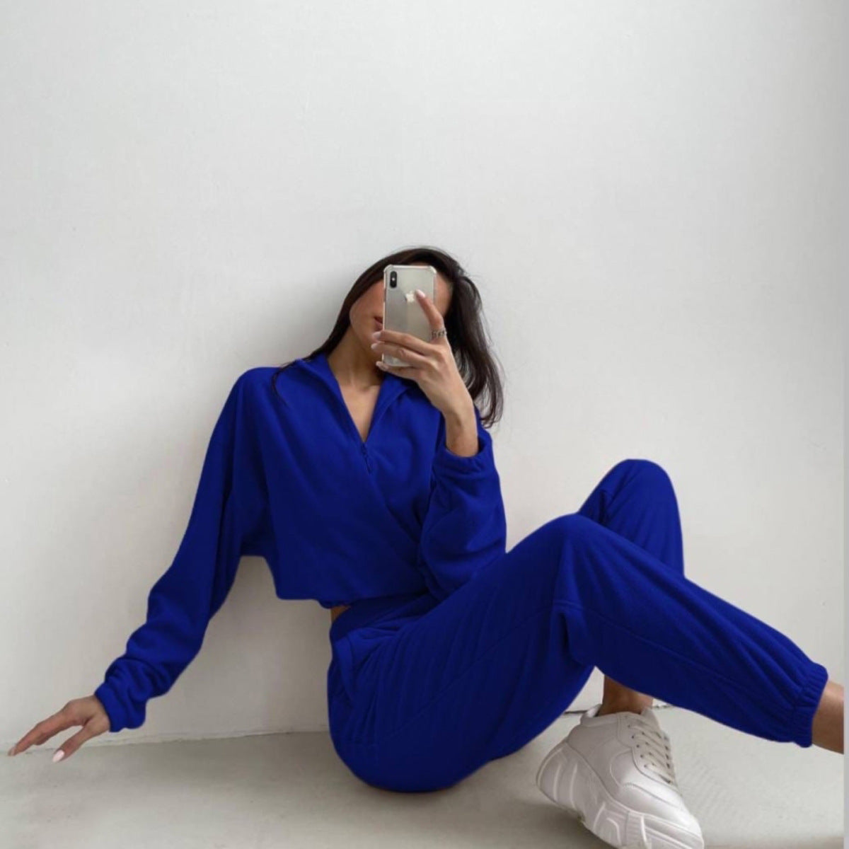 Women's Half Zipper Lapel Fashion Casual Exercise Suits